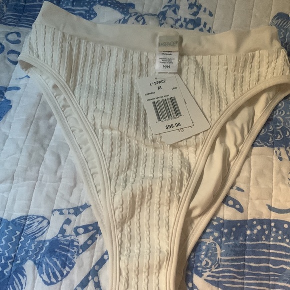 NWT L Space Frenchi Bikini Bottom bitsy Cream Rib - Picture 3 of 16